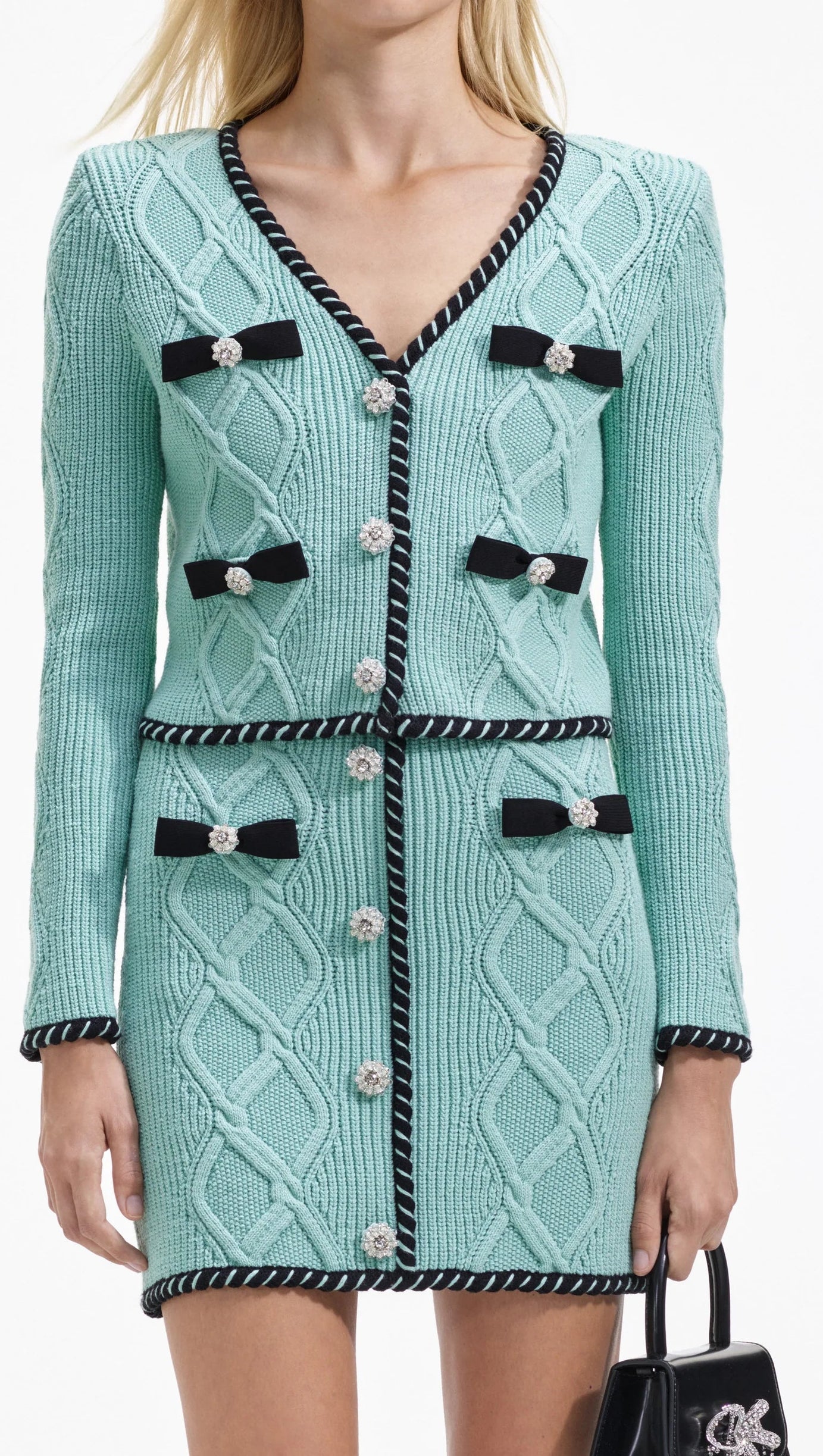 MINIGONNA IN MAGLIA A TRECCE MENTA 