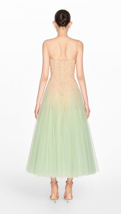 MINT OMBRE LACE MIDI DRESS