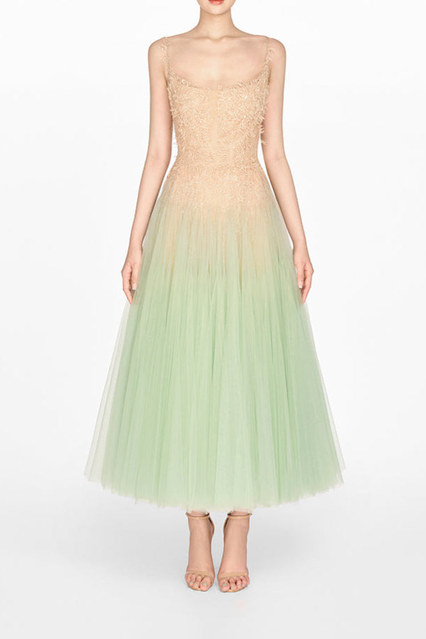 AIIZIE MINT OMBRE LACE MIDI DRESS - product image