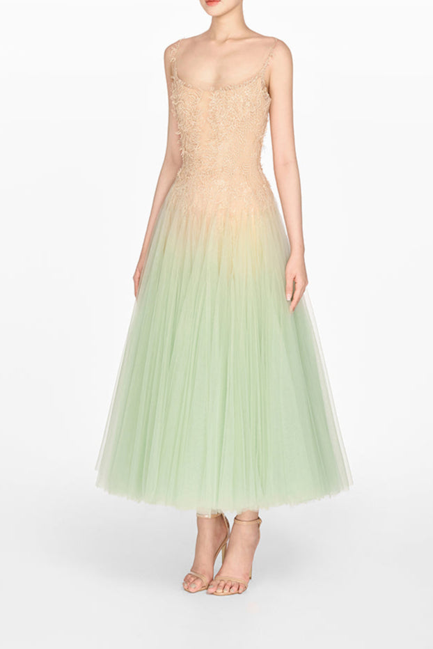 AIIZIE MINT OMBRE LACE MIDI DRESS - product image
