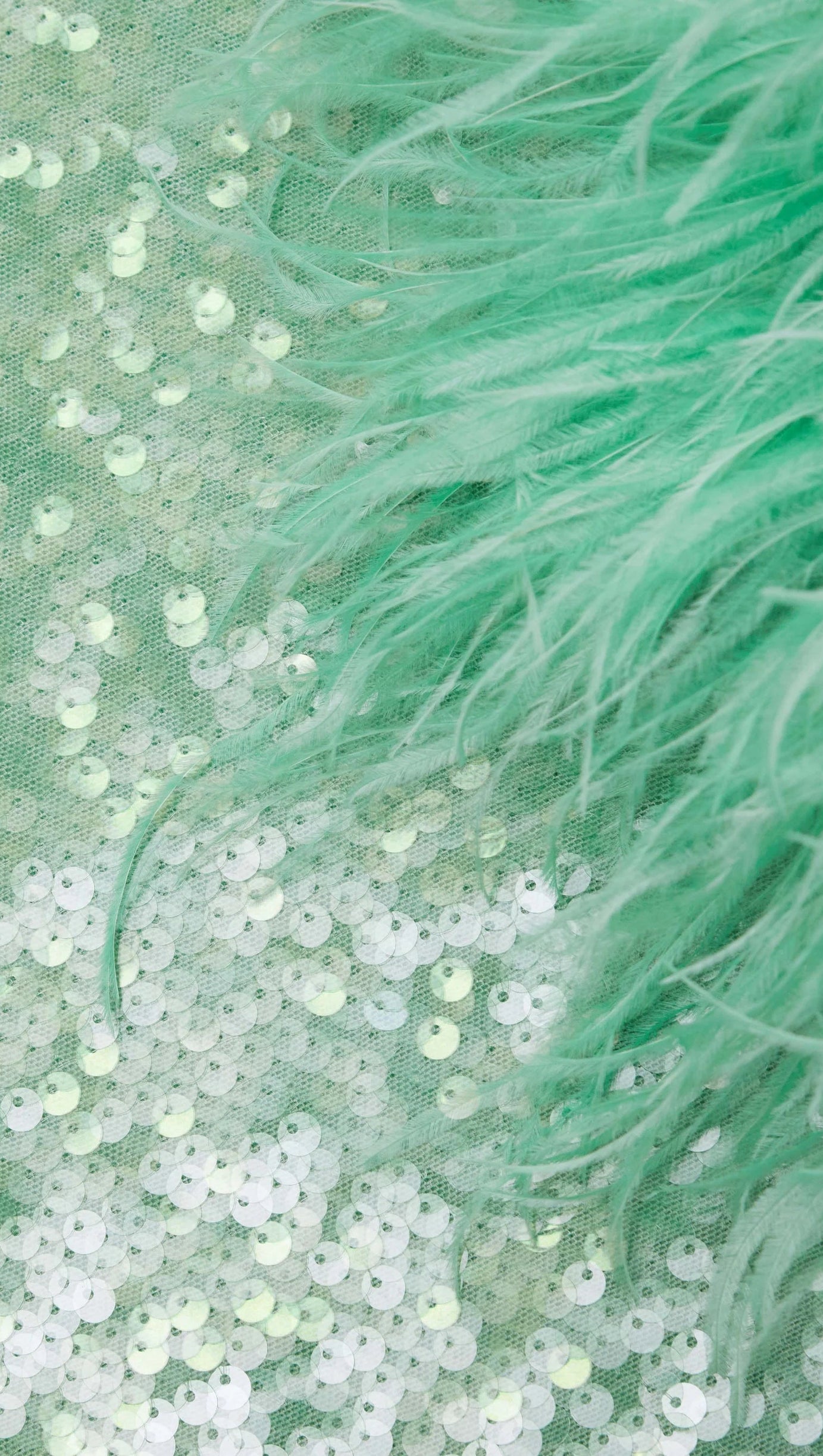 MINT SEQUIN FEATHER TOP