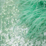 MINT SEQUIN FEATHER TOP