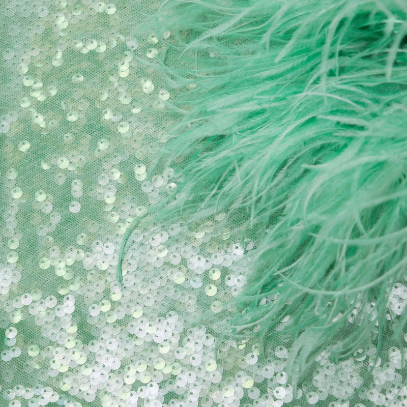 MINT SEQUIN FEATHER TOP