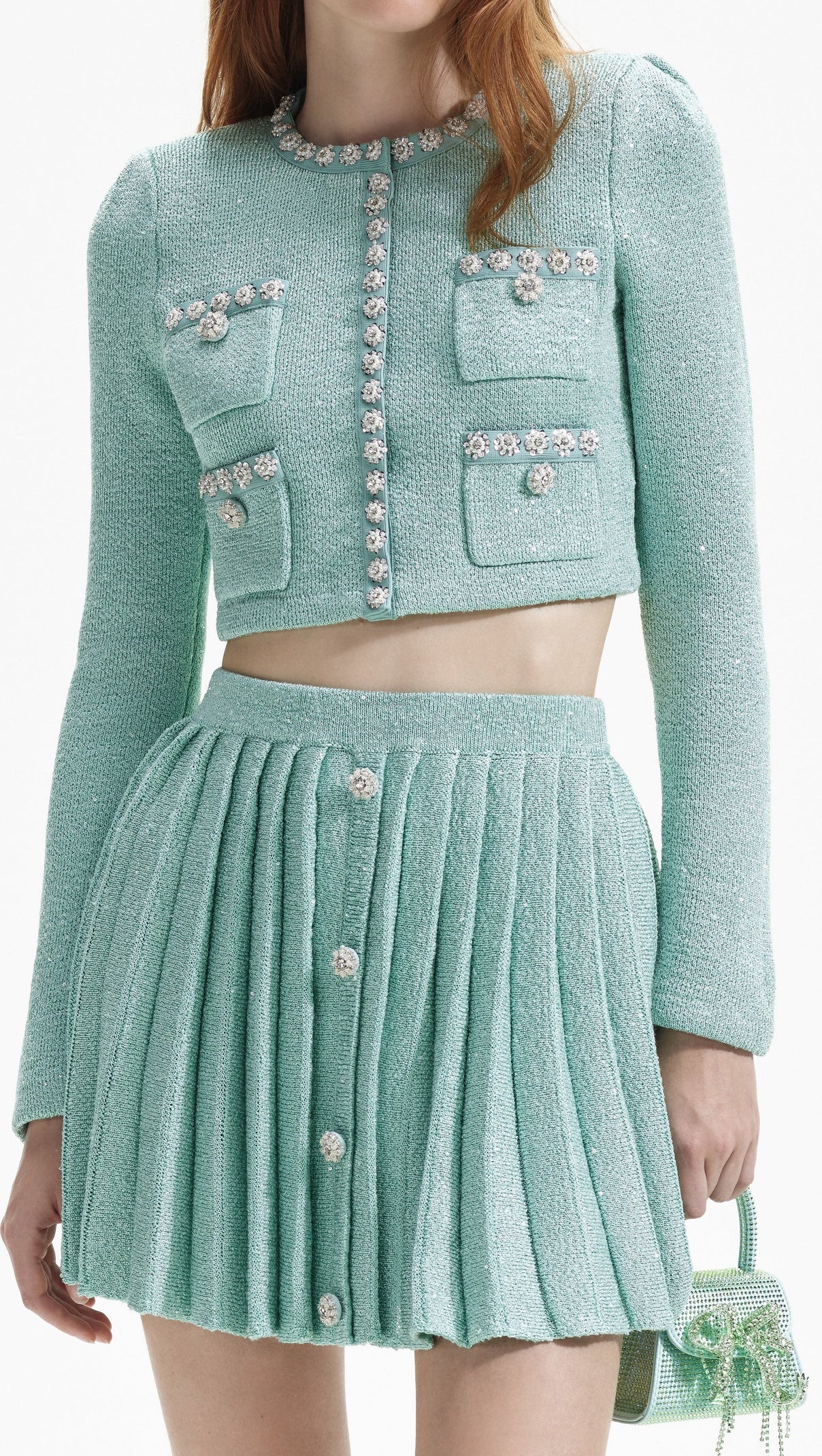 AIIZIE MINT SEQUIN KNIT CARDIGAN - product image