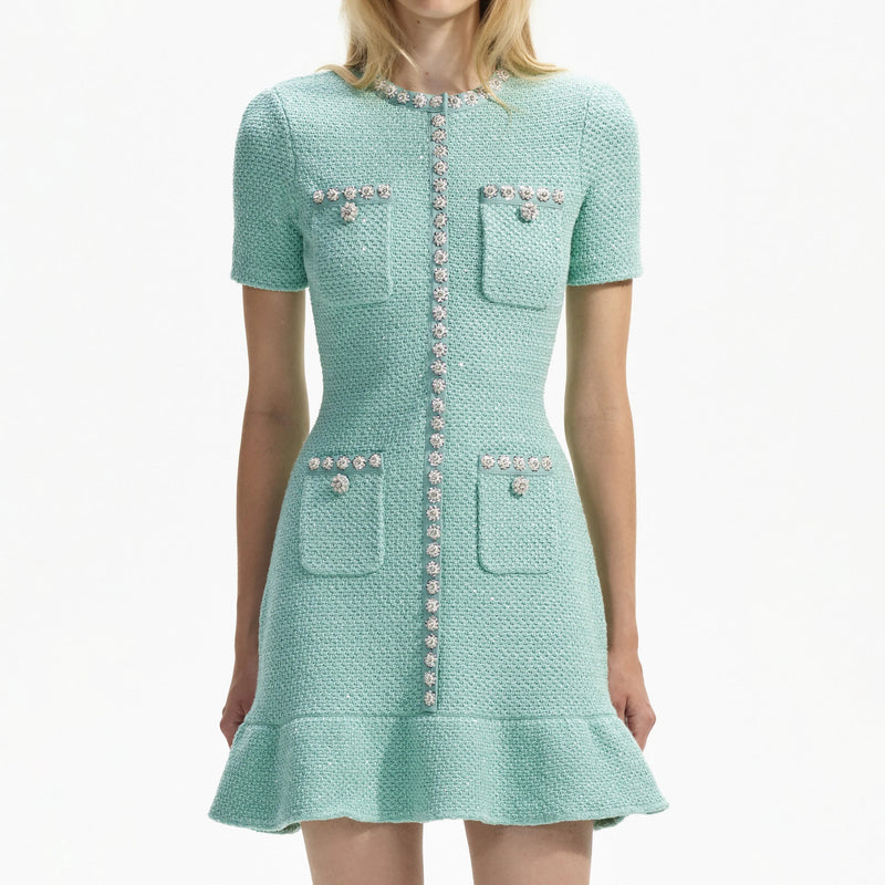 MINT SEQUIN KNIT MINI DRESS