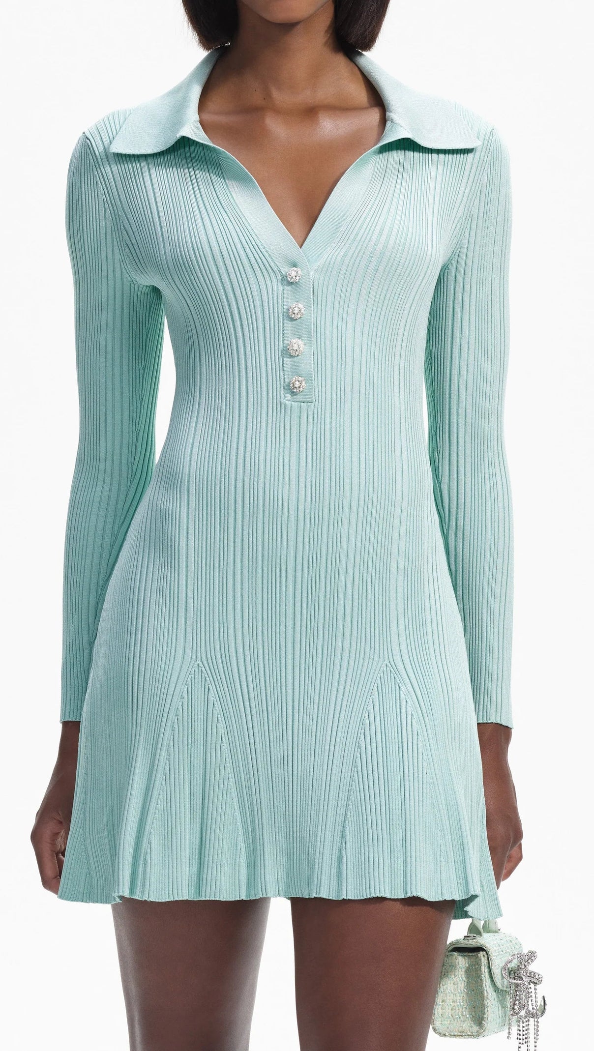 AIIZIE MINT STITCH KNIT SKATER MINI DRESS - product image