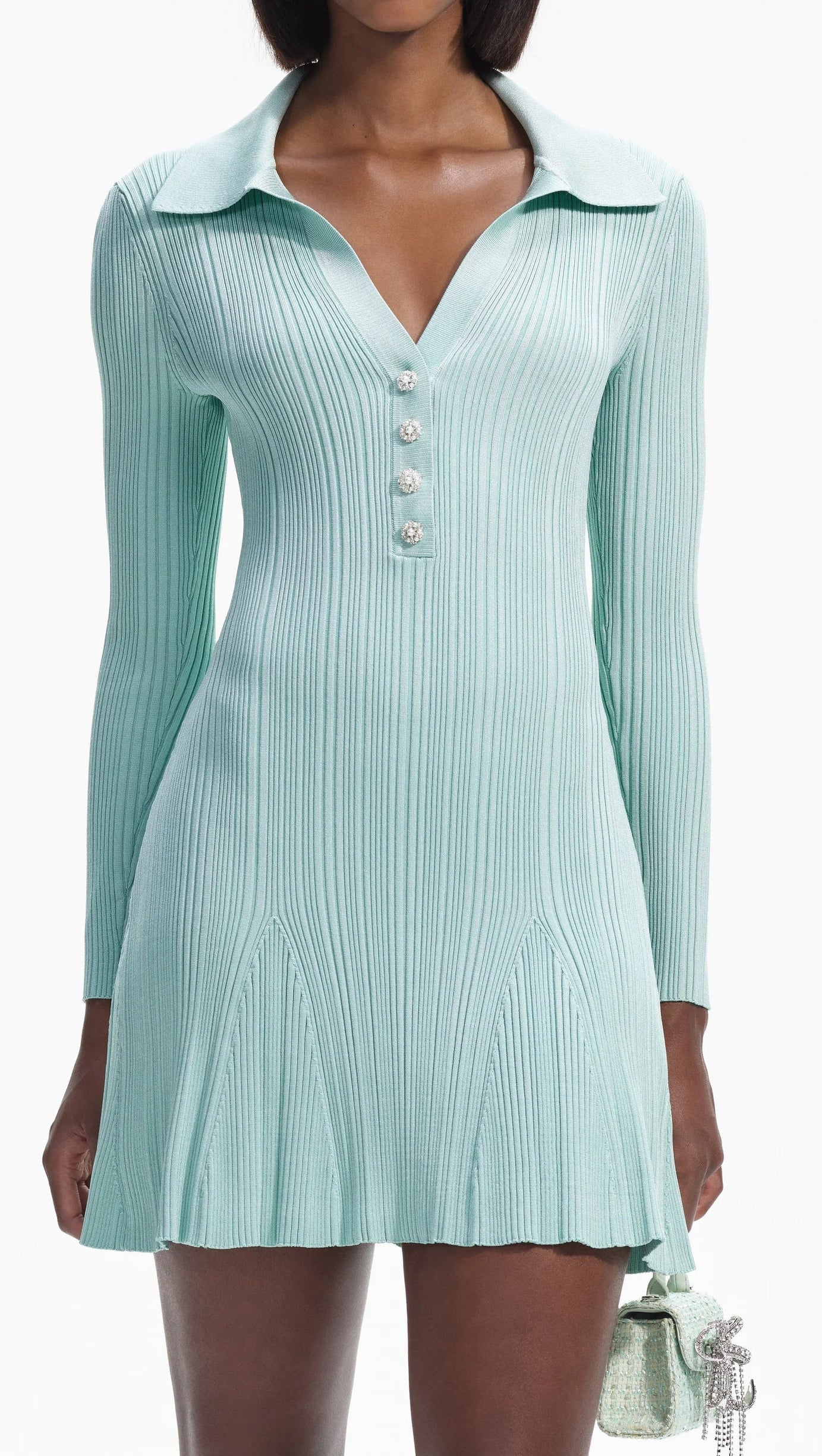 MINI ABITO SKATER IN MAGLIA CON PUNTO MENTA 