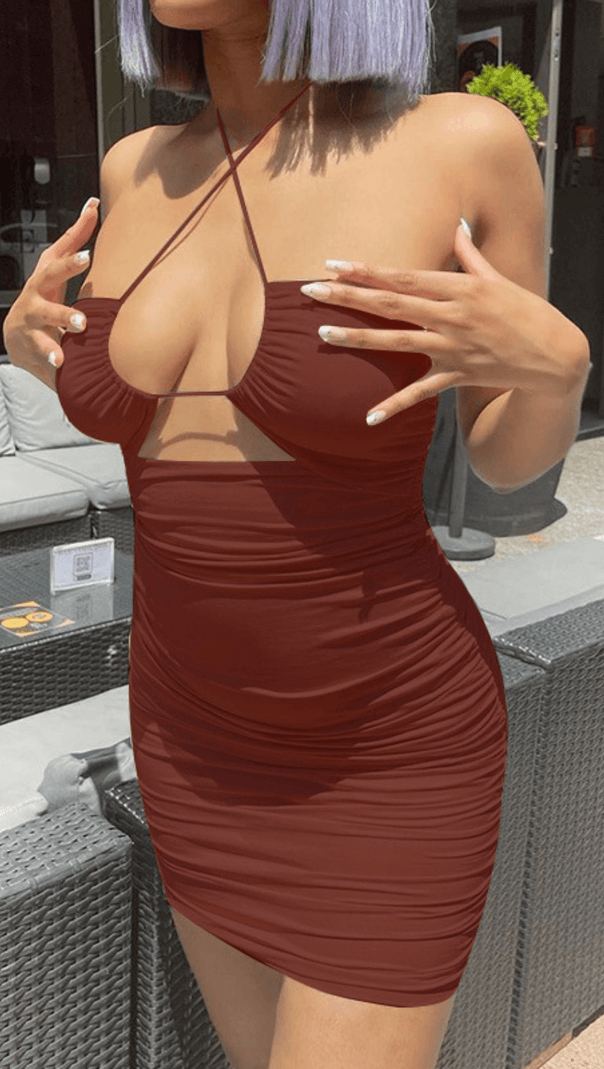 MUTI- WAYS HOLLOW STRAP DRESS