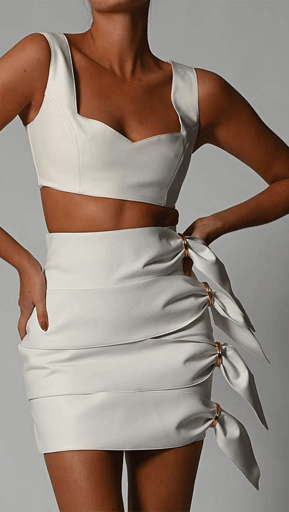 NAVEL CROP LEATHER SUIT