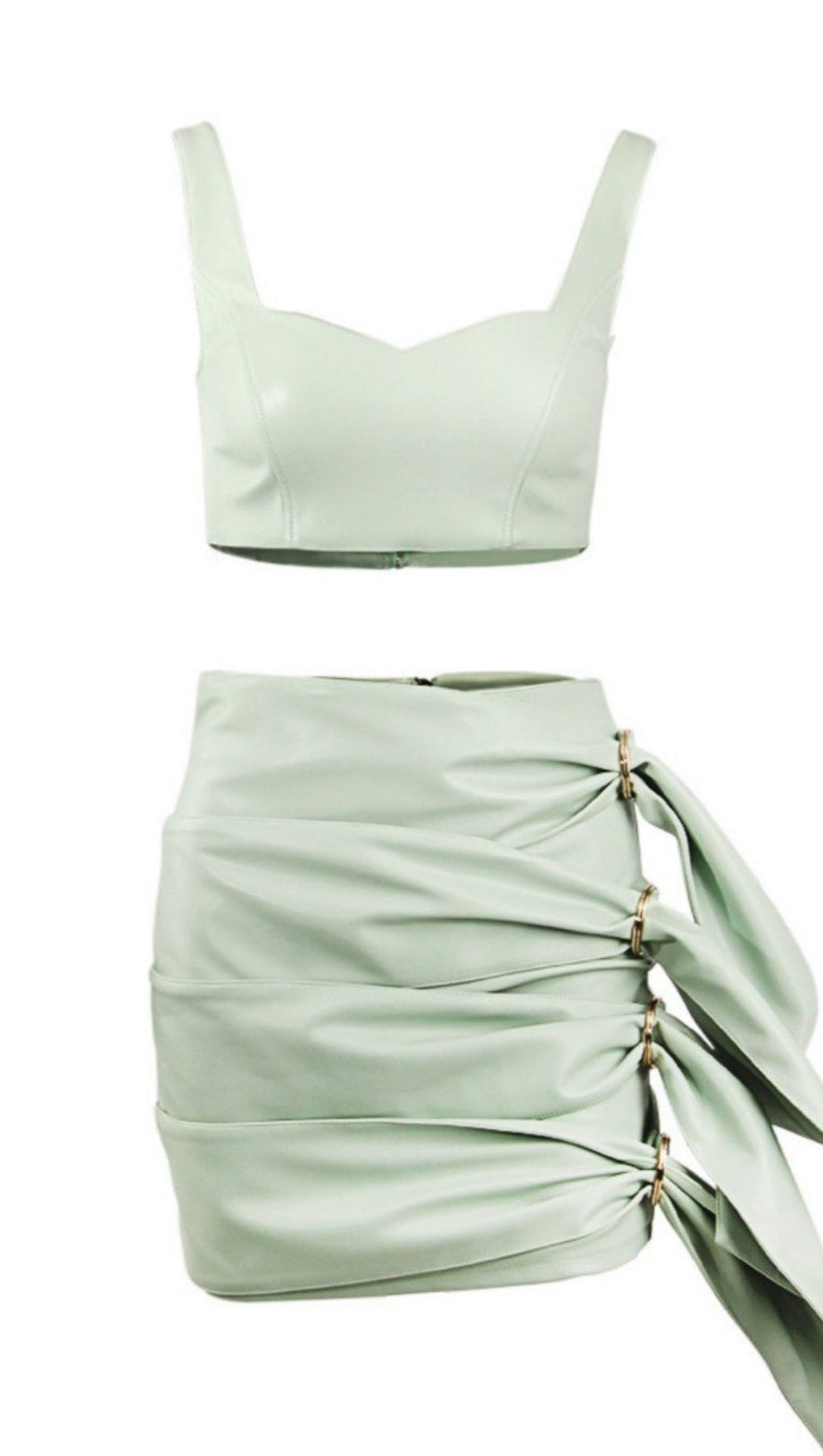 NAVEL CROP LEATHER SUIT