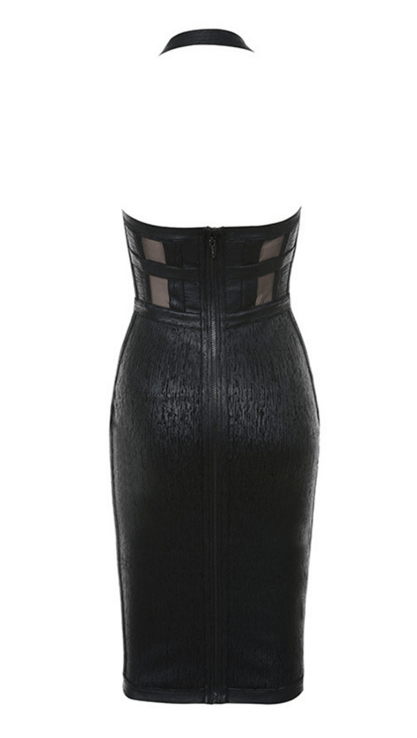 AIIZIE NECK METALLIC BANDAGE DRESS - BLACK - product image
