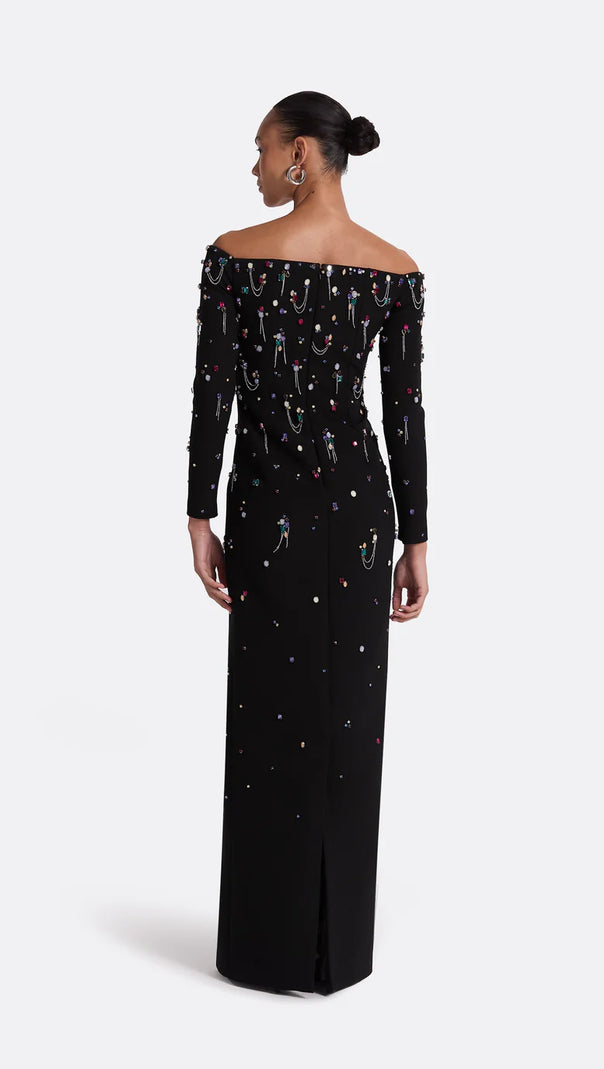 AIIZIE PAMARIA DIAMANTE EMBROIDERY OFF SHOULDER MAXI DRESS - product image