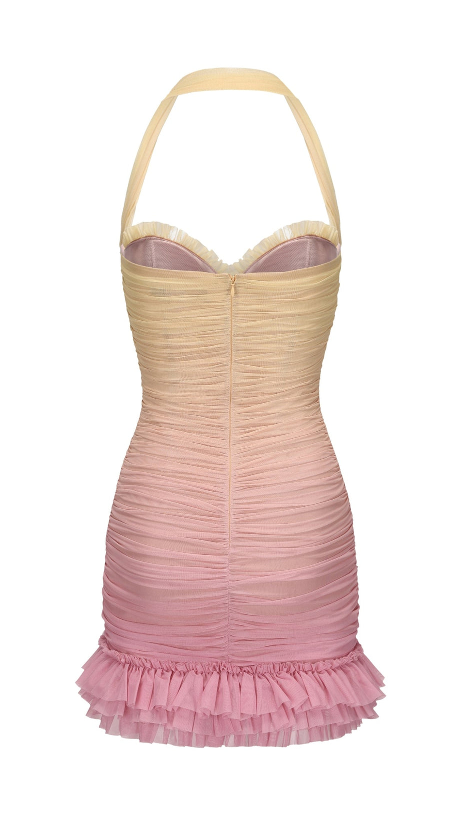 JOYCE PLEATED HEM MINI DRESS IN GRADIENT YELLOW