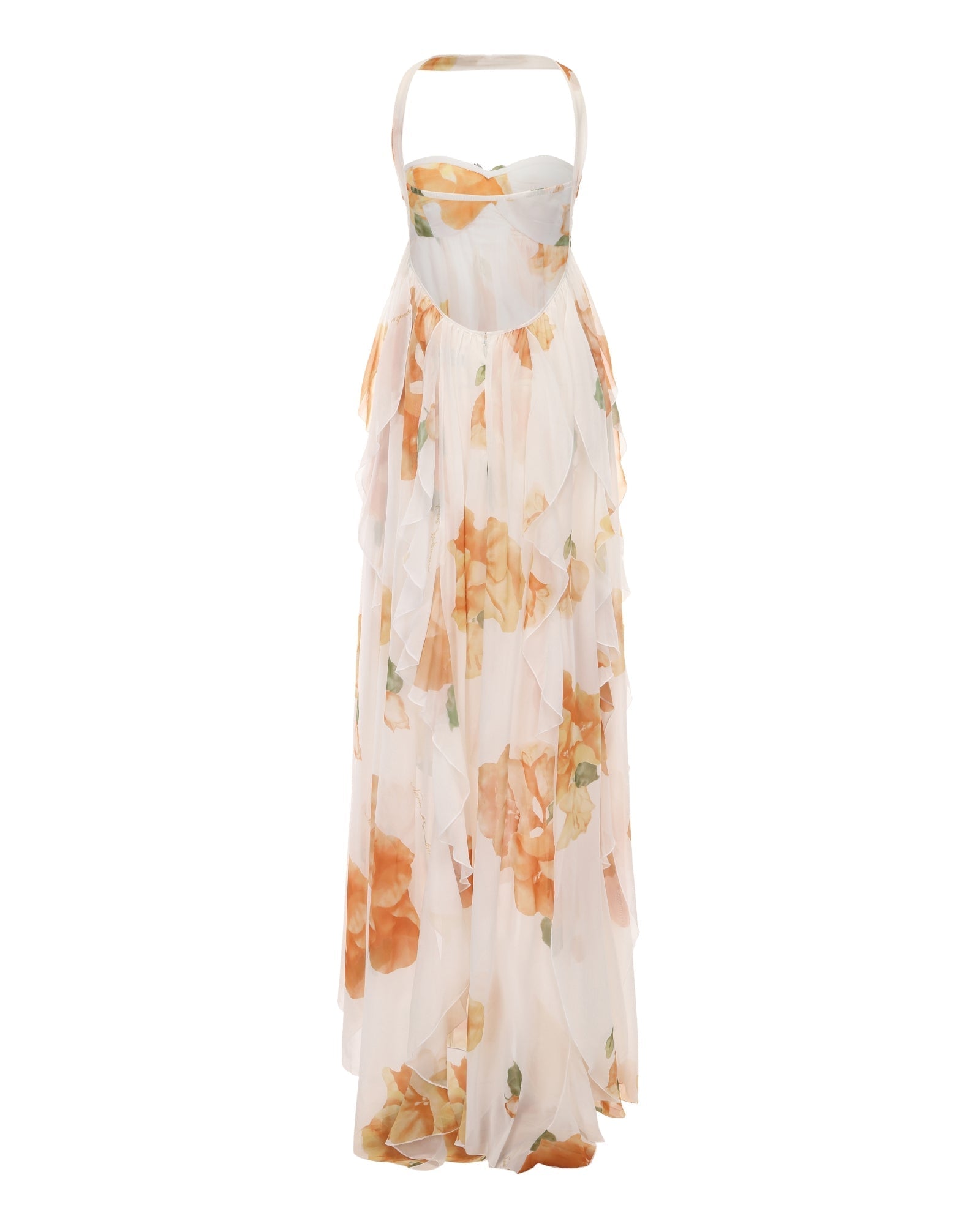 joanna Floral Halter Backless Split Maxi Dress