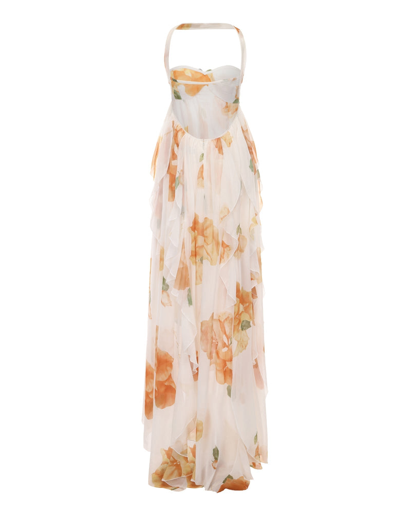 joanna Floral Halter Backless Split Maxi Dress