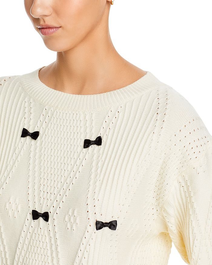 AIIZIE POINTELLE KNIT MINI BOW SWEATER - product image
