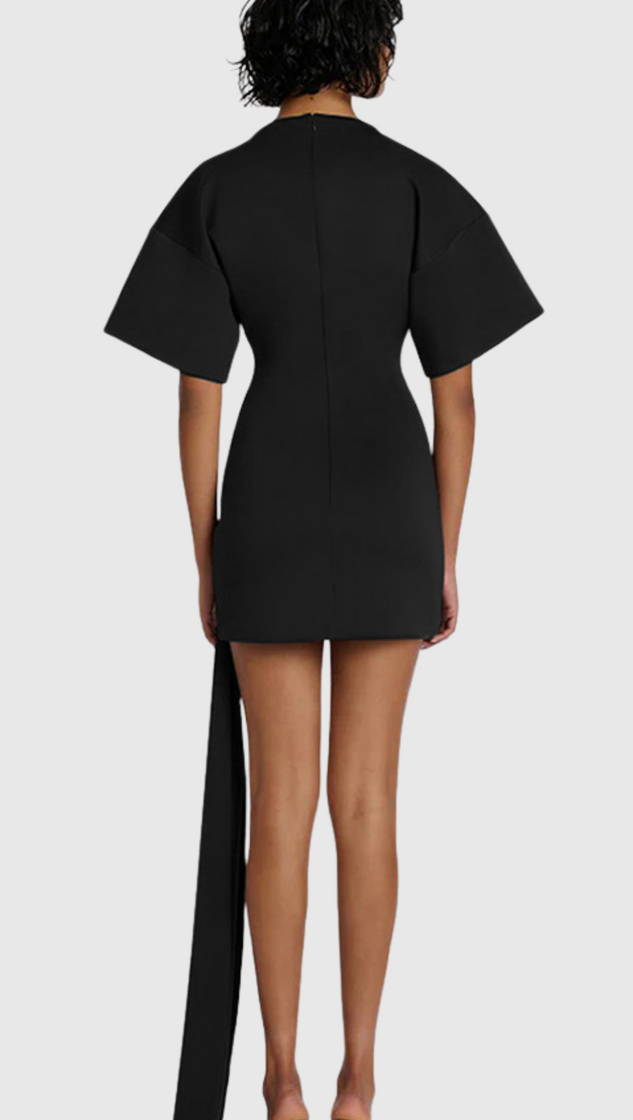 DRAPED EMBELLISHED MINI DRESS - BLACK