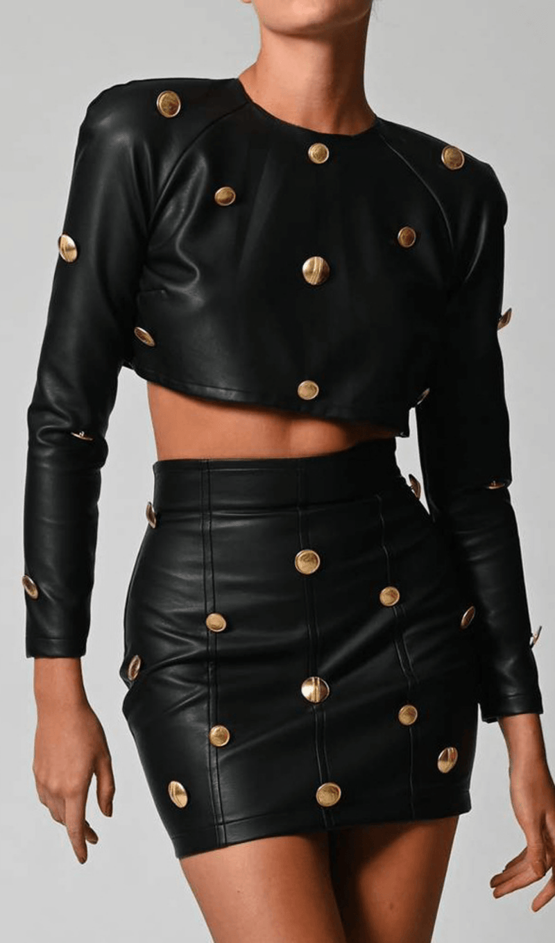 Navel leisure leather suit