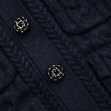 NAVY KNIT COLLAR CARDIGAN