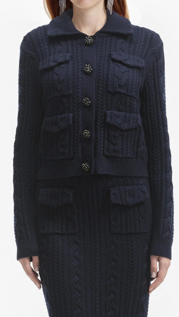 AIIZIE NAVY MIDI KNIT SKIRT - product image