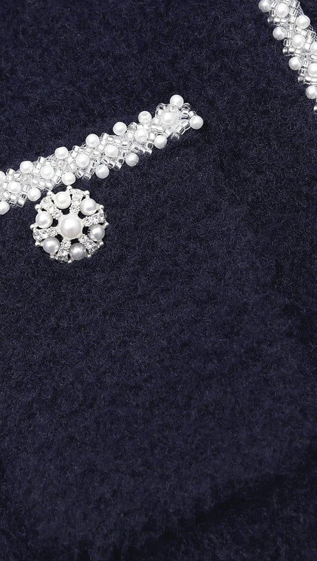 CARDIGAN IN MAGLINA MORBIDA CON FIOCCO BLU MARINO 