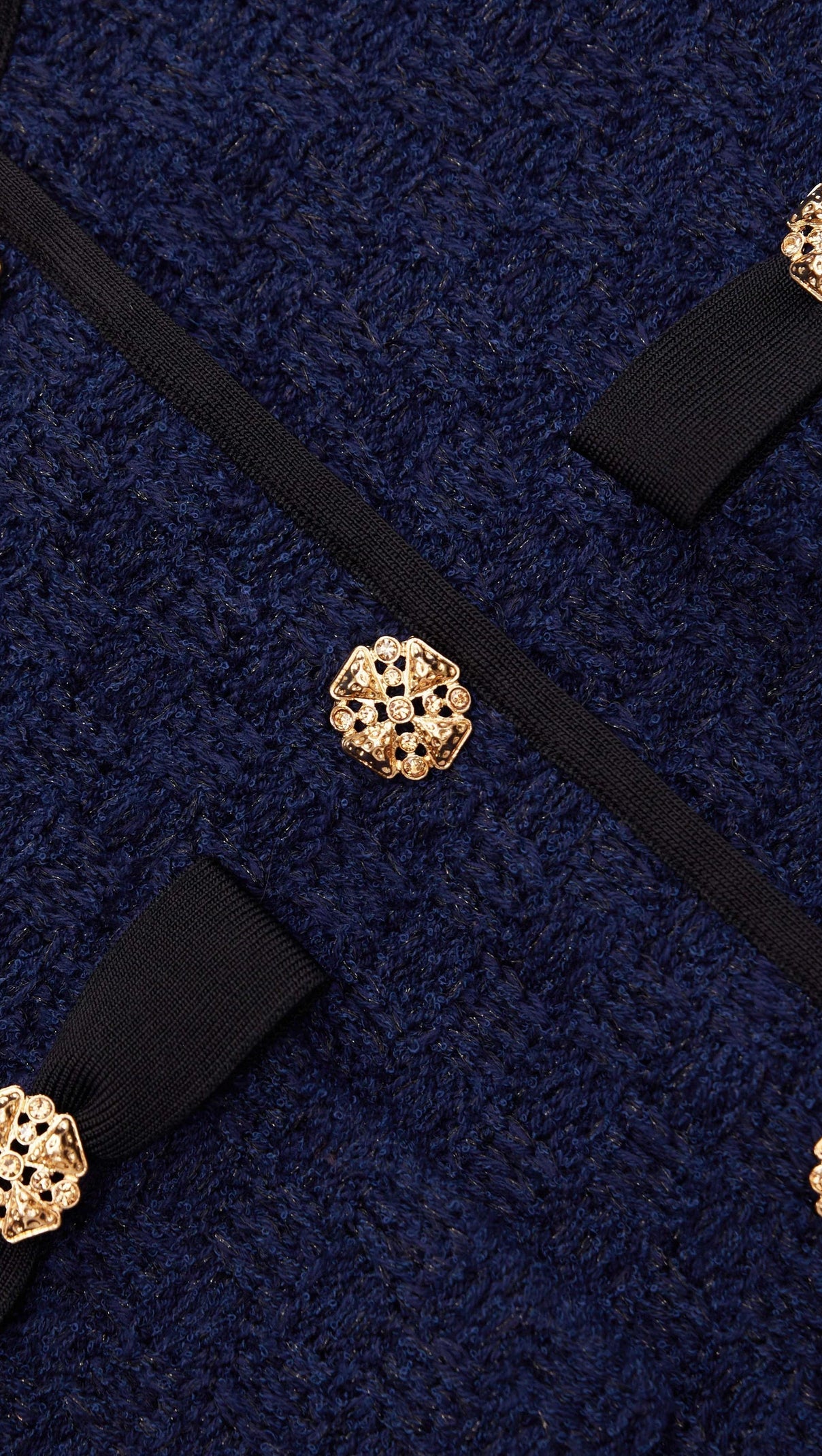AIIZIE NAVY WEAVE CROPPED CARDIGAN - product image