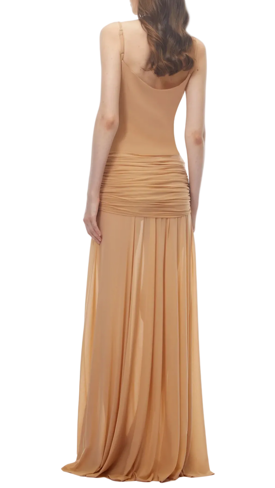 Neraos Draped Ruched Maxi Dress - Beige