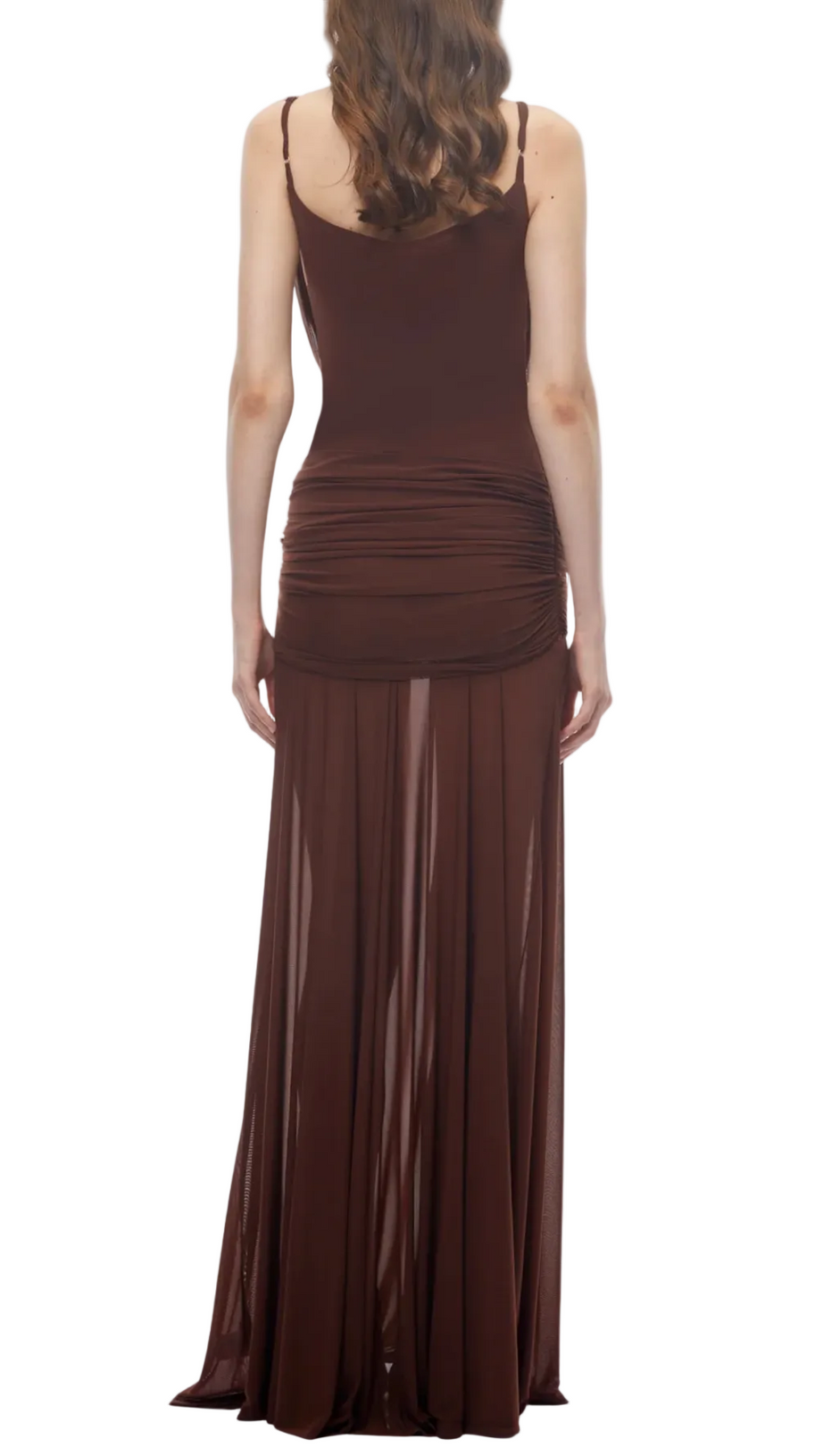 Neraos Draped Ruched Maxi Dress - Brown
