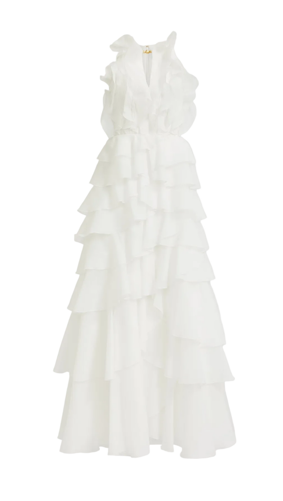 Nigella Halter Ruffle Maxi Dress - White