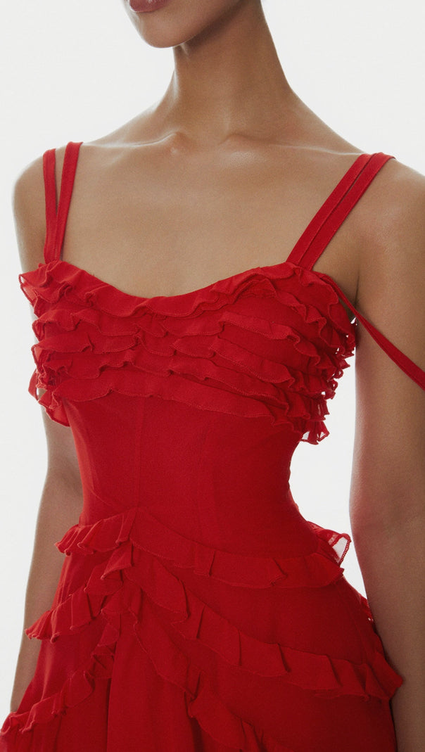 AIIZIE NIRVA OFF SHOULDER RUFFLE MINI DRESS - product image