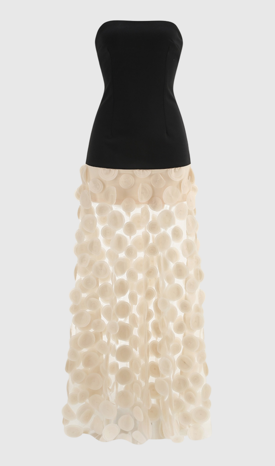 Nodin Strapless Dot Mesh Maxi Dress