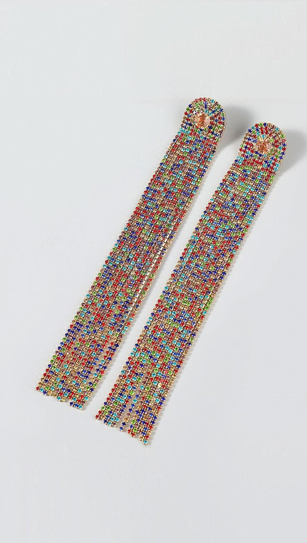 AIIZIE NOLA MULTI DIAMANTE TASSEL EARRINGS - product image