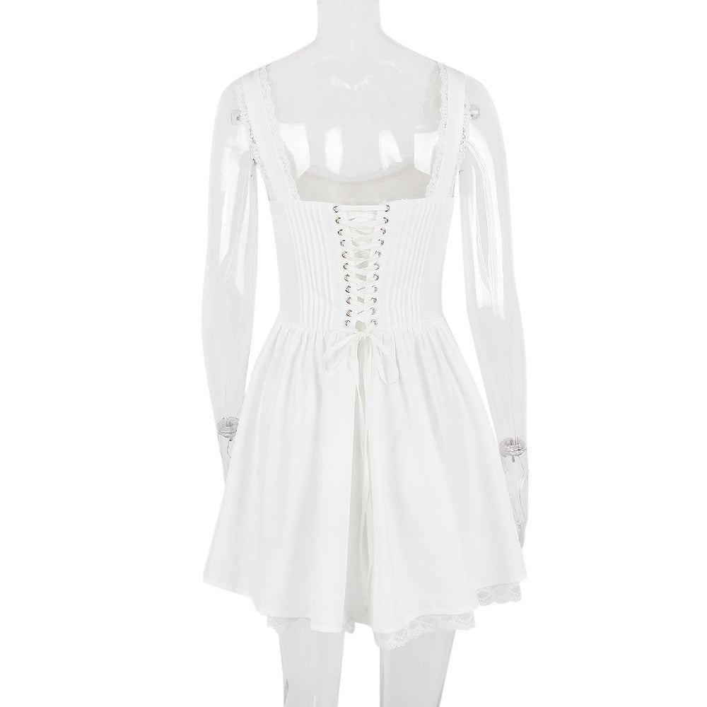AIIZIE LACE CORSET MINI DRESS IN WHITE - product image
