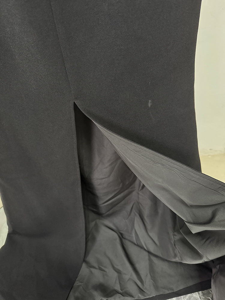 AIIZIE CRYSTAL BOW CRÊPE MAXI DRESS IN BLACK - product image