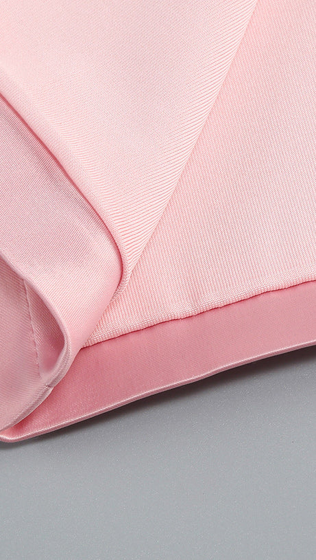 ANDREA MESH FLOWER ONE SHOULDER MIDI DRESS IN PINK