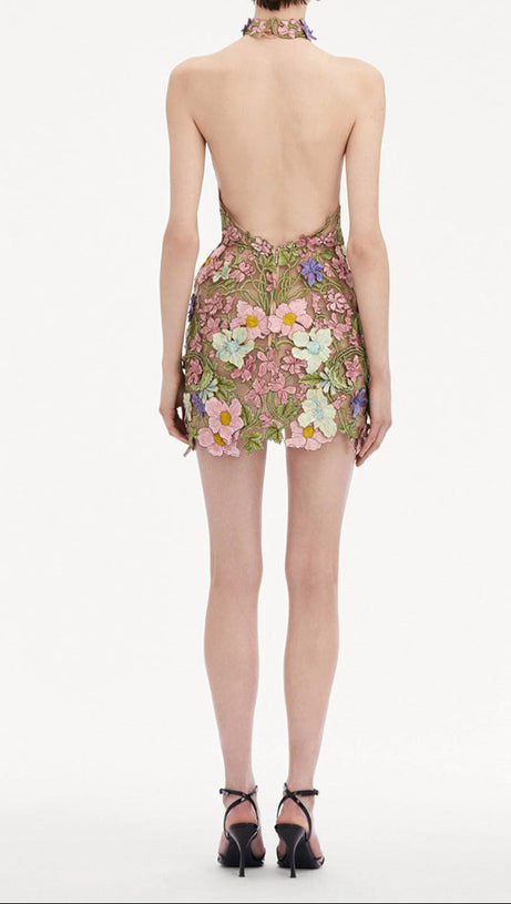 URSULA FLORAL PRINT HALTER NECK MINI DRESS