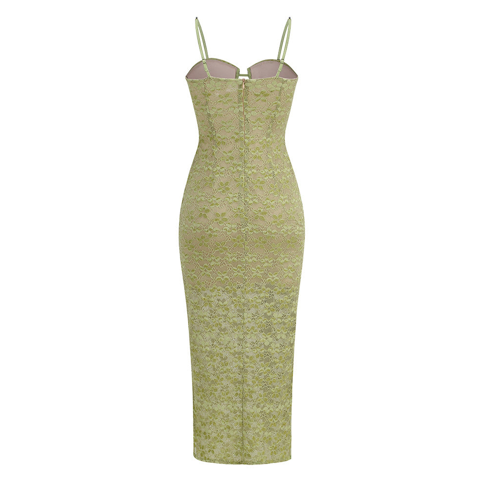 AIIZIE LACE CRYSTAL GREEN MIDI GOWNS - product image