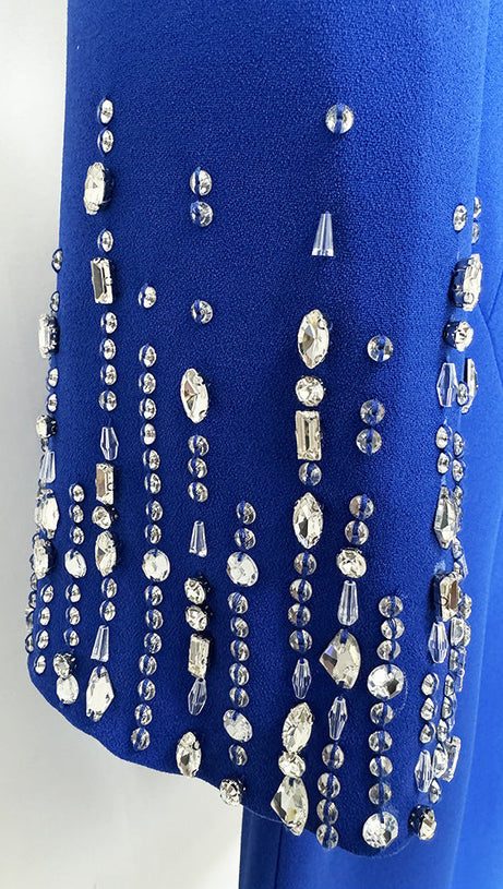 BIELA V-NECK CRYSTAL-EMBELLISHED MIDI DRESS IN BLUE