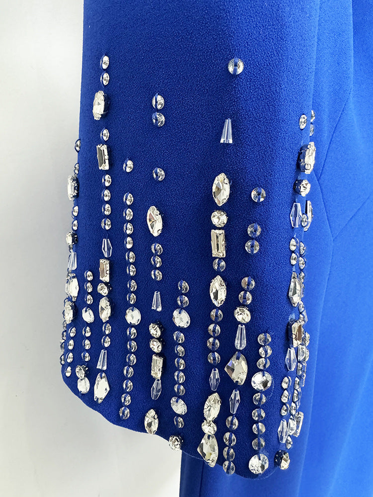 AIIZIE BIELA V-NECK CRYSTAL-EMBELLISHED MIDI DRESS IN BLUE - product image