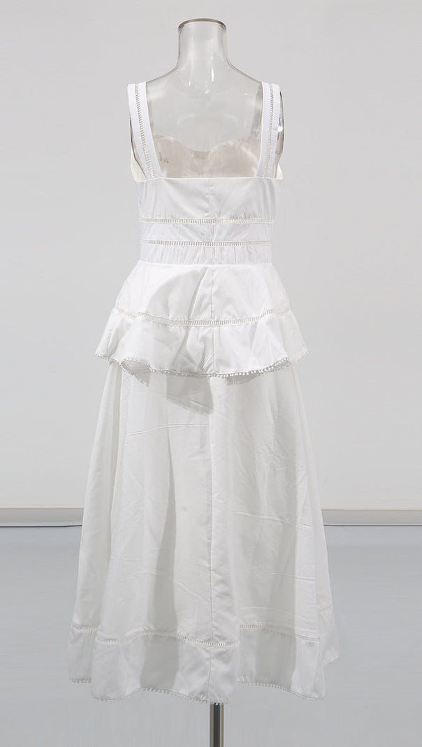 AIIZIE PEPLUM HOLLOW MIDI DRESS IN BEIGE - product image