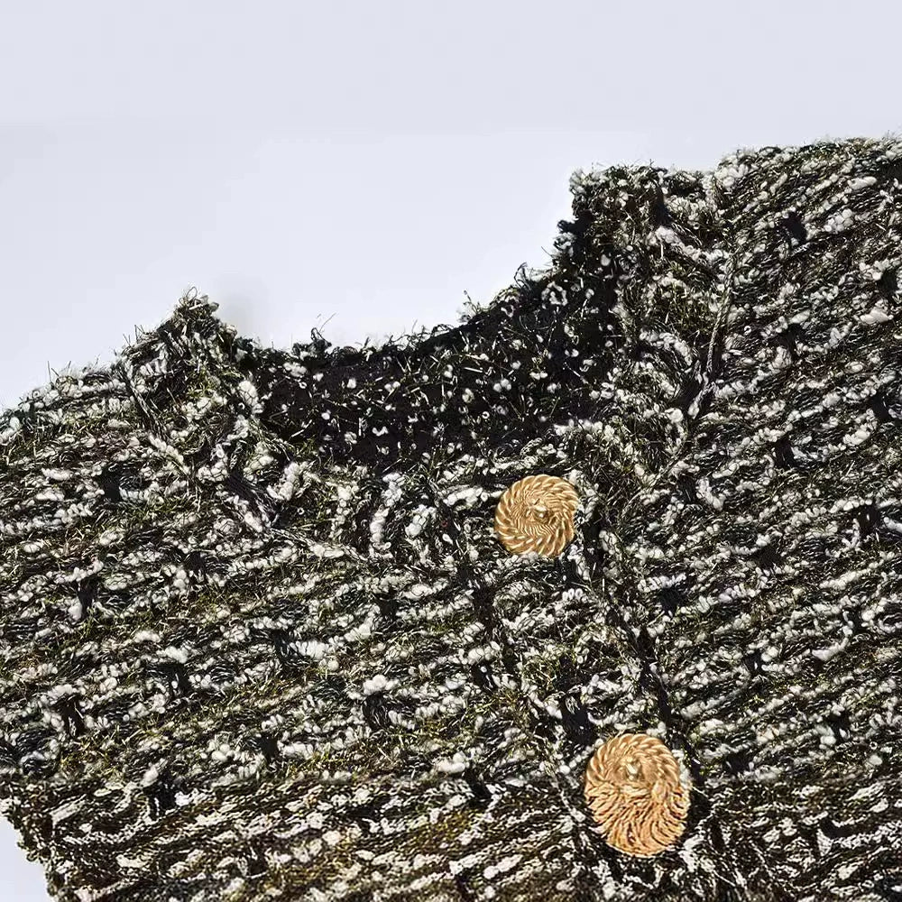AIIZIE CROPPED LUREX TWEED JACKET IN GOLD - product image