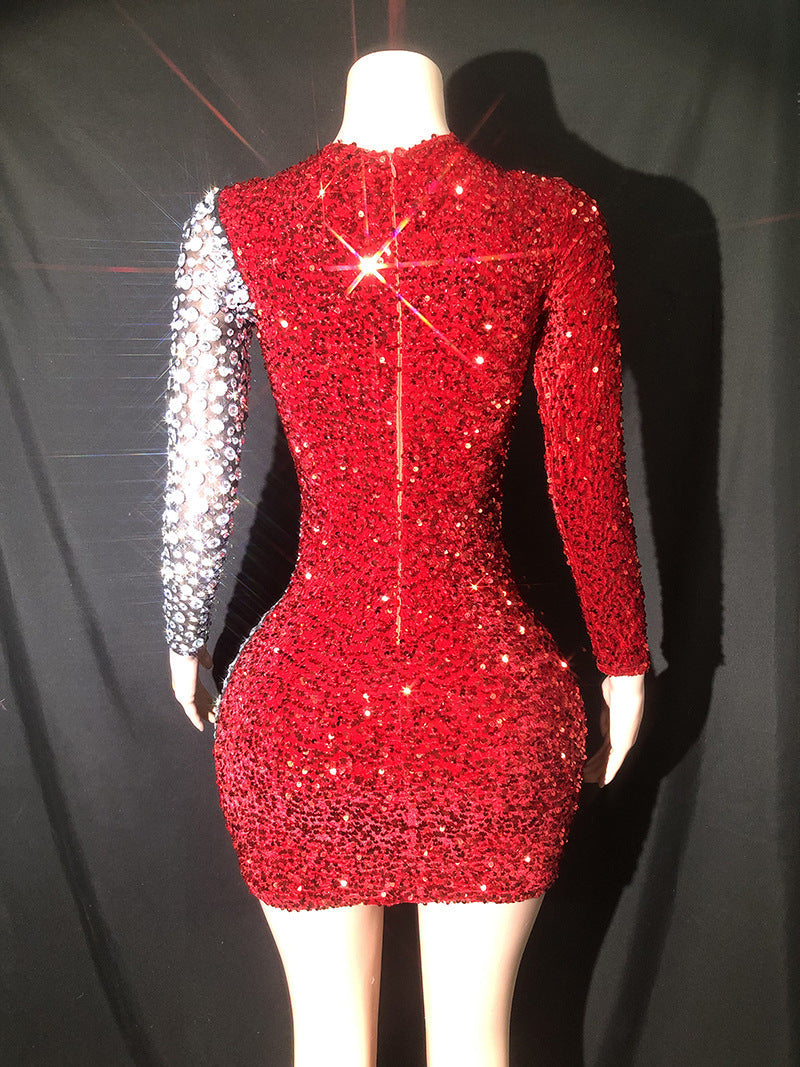 AIIZIE SEQUIN RHINESTONE PATCHWORK DRESS - product image