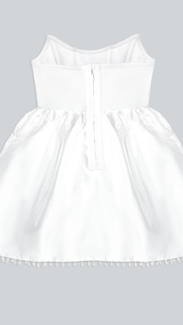 AIIZIE PEARL LACE CORSET DRESS WHITE MINI DRESS - product image
