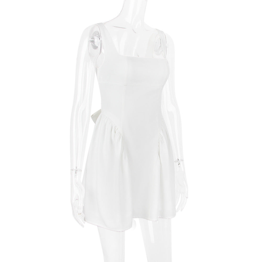 AIIZIE BACKLESS BOW MINI DRESS IN IVORY - product image