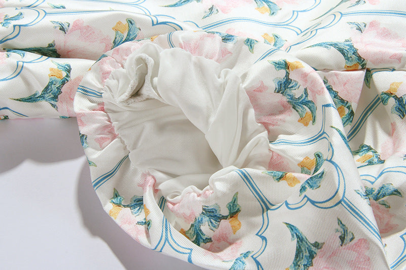 ABITO MIDI CON MANICHE A SBUFFO E STAMPA FLOREALE