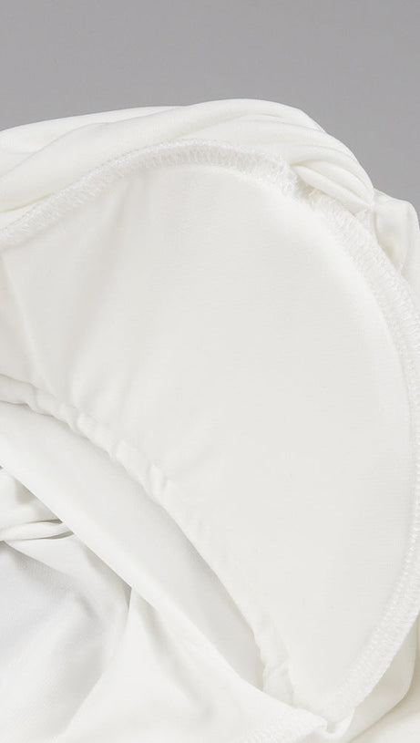 LONG SLEEVE DRAPED COWL NECK MAXI DRESS IN WHITE