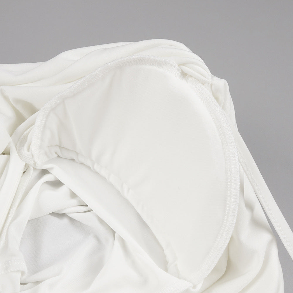 AIIZIE LONG SLEEVE DRAPED COWL NECK MAXI DRESS IN WHITE - product image