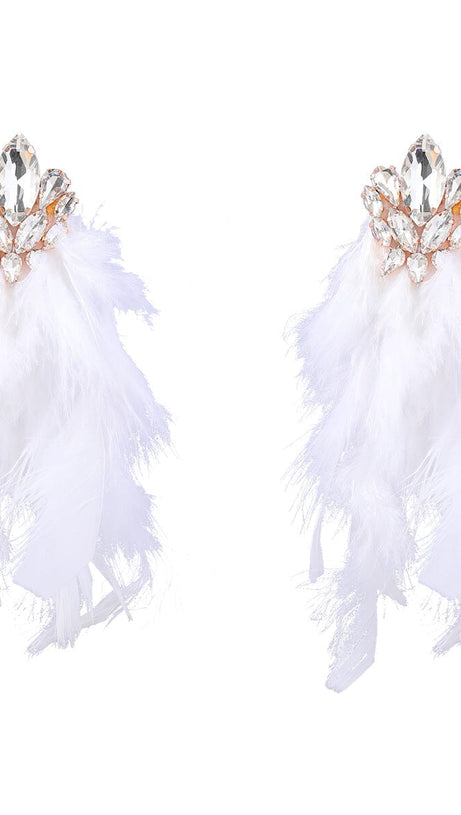 RHINESTONE FEATHER EARRINGS