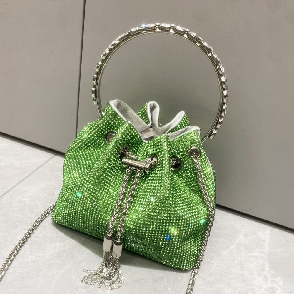 AIIZIE CRYSTAL EMBELLISHED BUCKET BAG IN GREEN - product image