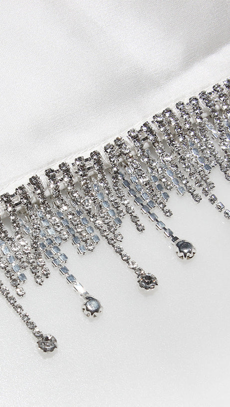 CRYSTALLISED MIDI DRESS IN IVORY